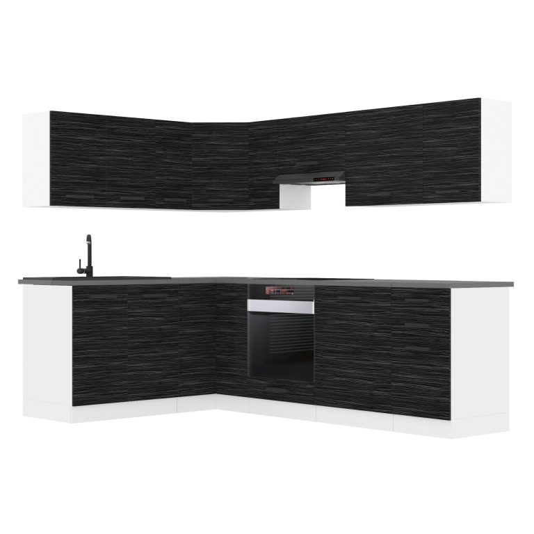 Meubles de cuisine Premium Version Complète 420 cm noir ébène sombre sans plan de travail Fabricant TOR JANET/0/WT/HK/0/B1
