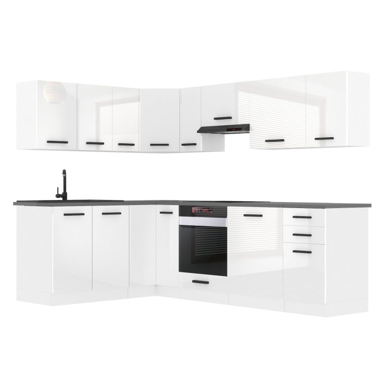 Meubles de cuisine Premium Version Complète 420 cm brillance blanc sans plan de travail Fabricant INF JANET/0/WT/W/0/B1
