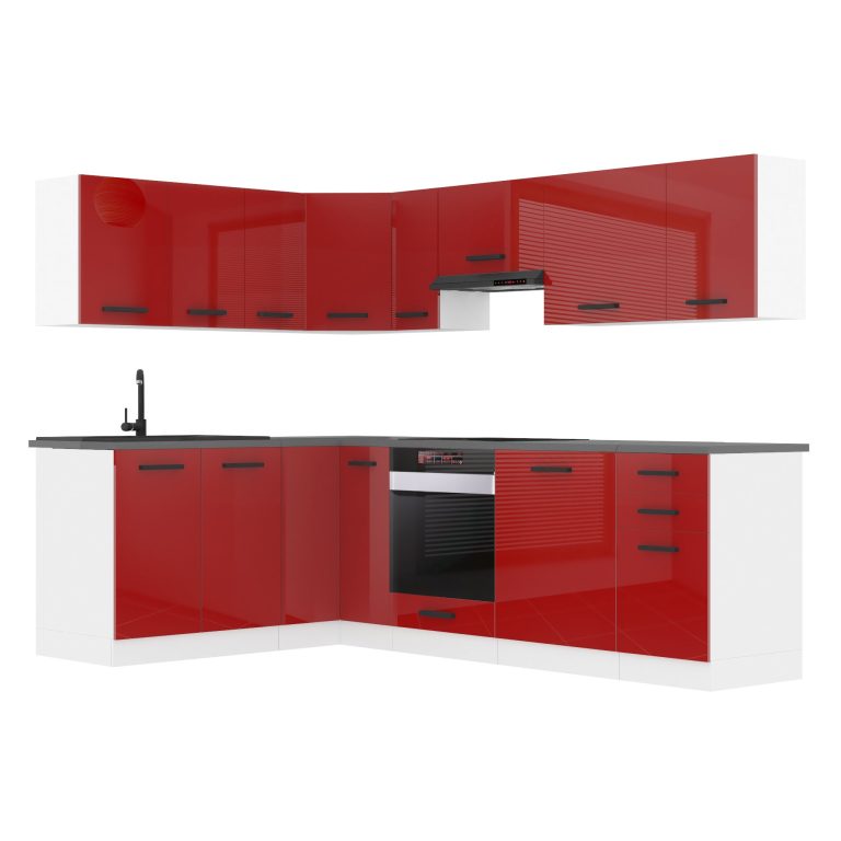 Meubles de cuisine Premium Version Complète 420 cm brillance rouge sans plan de travail Fabricant INF JANET/0/WT/R/0/B1
