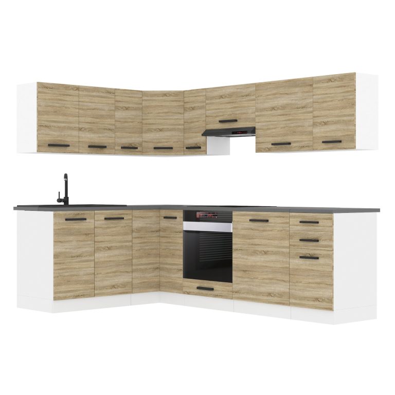 Meubles de cuisine Premium Version Complète 420 cm en chêne chêne wotan chêne sonoma avec plan de travail Fabricant TOR JANET/0/WT/DS/B/B1
