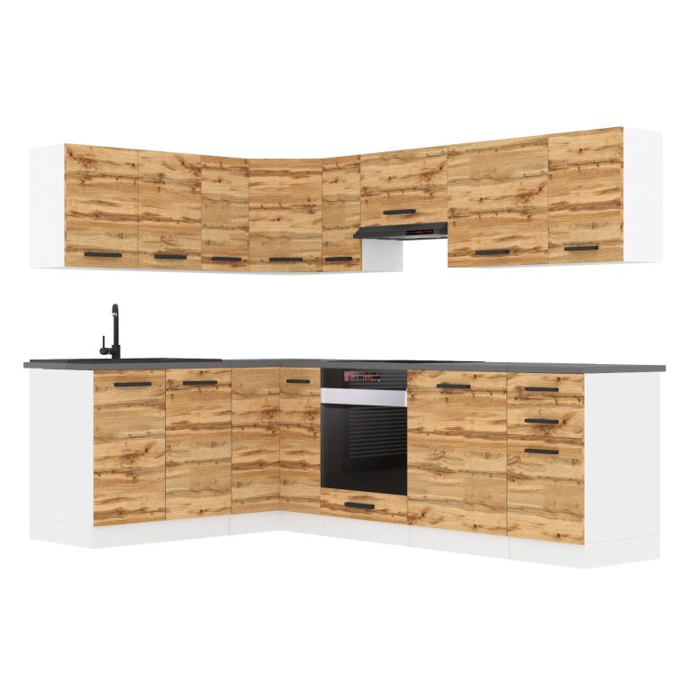 Meubles de cuisine Premium Version Complète 420 cm en chêne chêne wotan chêne sonoma avec plan de travail Fabricant TOR JANET/0/WT/DW/B/B1
