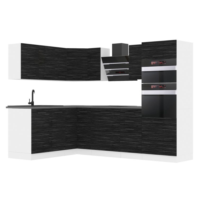 Meubles de cuisine Premium Version Complète 420 cm noir ébène sombre avec plan de travail Fabricant TOR MELANIE/0/WT/HK/B/B1
