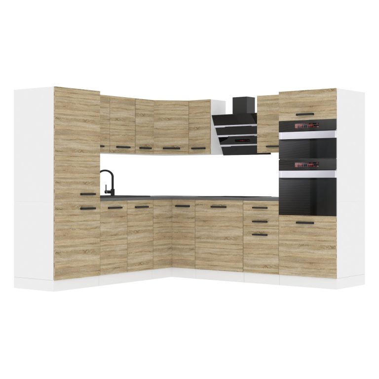 Meubles de cuisine Premium Version Complète 480 cm en chêne chêne wotan chêne sonoma avec plan de travail Fabricant TOR STACY/0/WT/DS/B/B1
