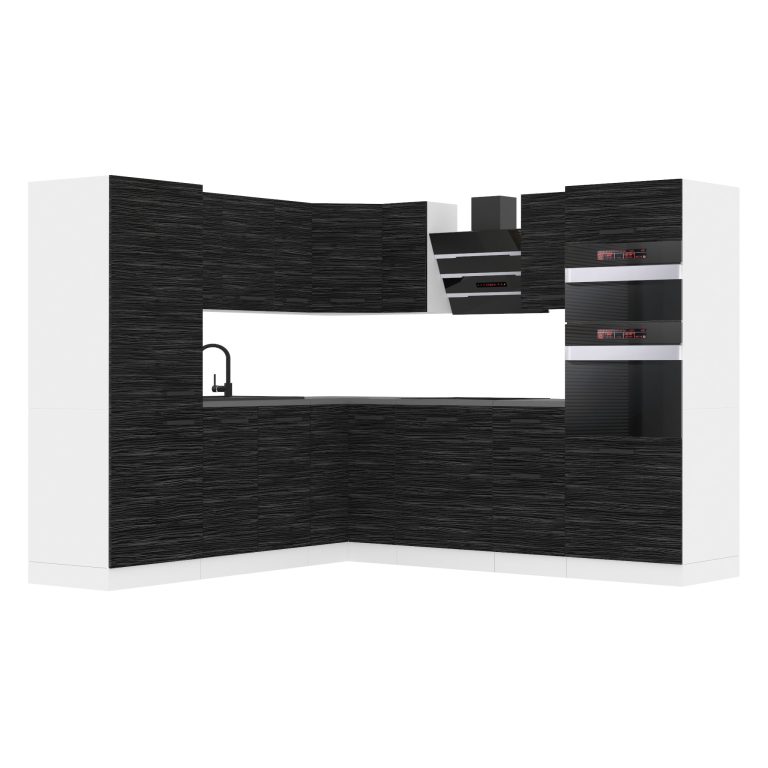 Meubles de cuisine Premium Version Complète 480 cm noir ébène sombre avec plan de travail Fabricant TOR STACY/0/WT/HK/B/B1
