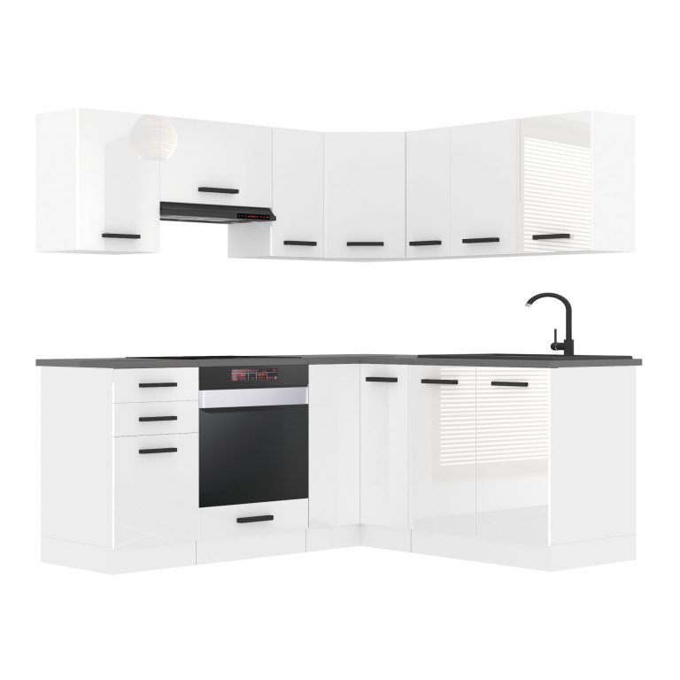 Meubles de cuisine Premium Version Complete 380 cm brillance blanc sans plan de travail Fabricant INF SARAH/1/WT/W/0/B1