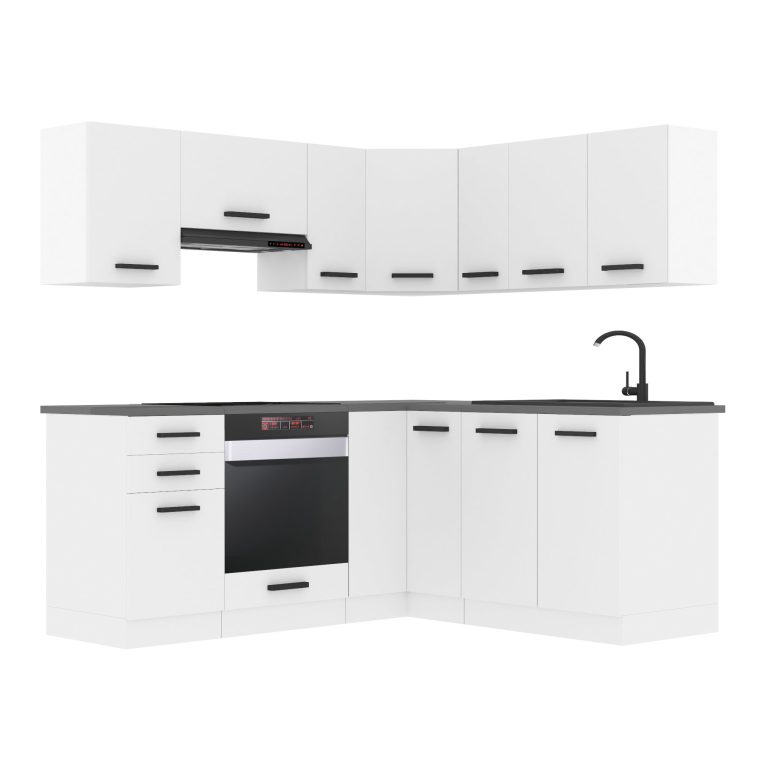 Meubles de cuisine Premium Version Complète 380 cm mat blanc avec plan de travail Fabricant TOR SARAH/2/WT/WT/B/B1