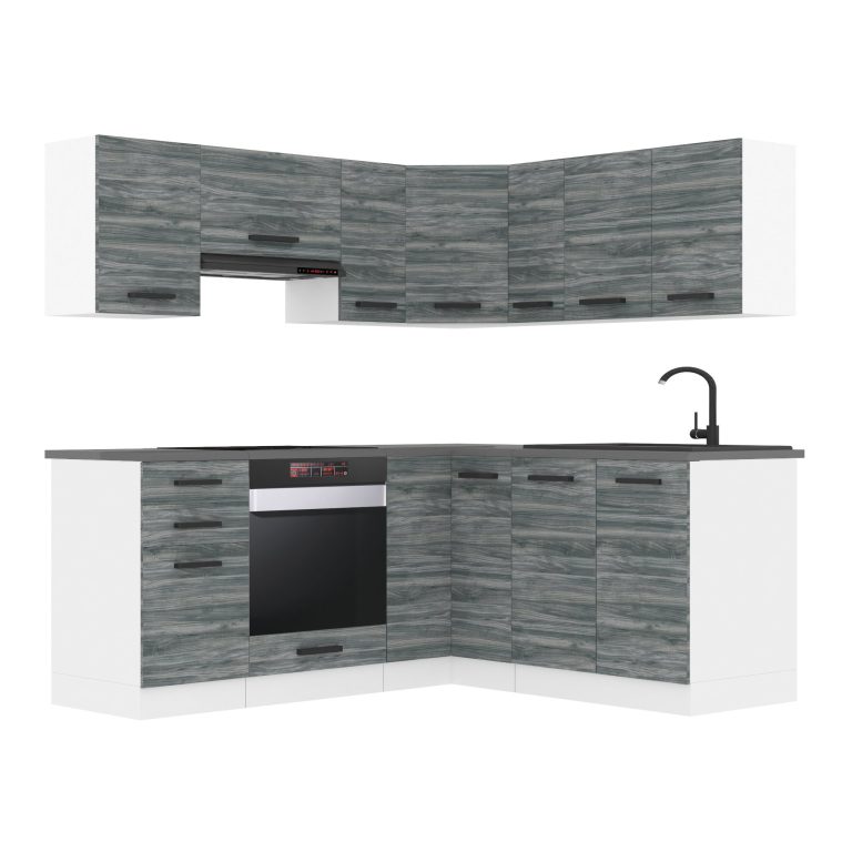 Meubles de cuisine Premium Version Complète 380 cm gris graphite anthracite avec plan de travail Fabricant TOR SARAH/1/WT/GW/B/B1
