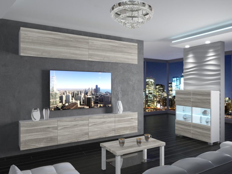 Meuble mural 200 cm Belini gris anthracite Glamour Wood Imperium 6 Fabricant IMP 6/5/W/GW1/0/0