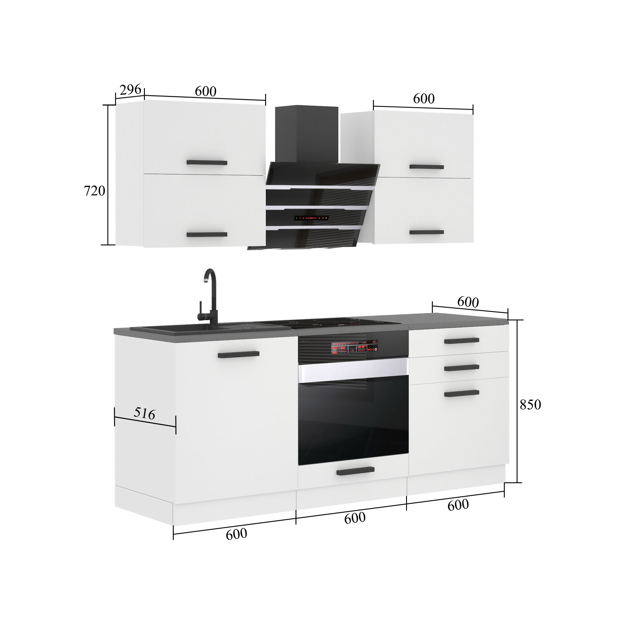 Meubles de cuisine Premium Version Complète 180 cm rouge brillant sans plan de travail Fabricant INF EMILY/0/WT/R/0/B1