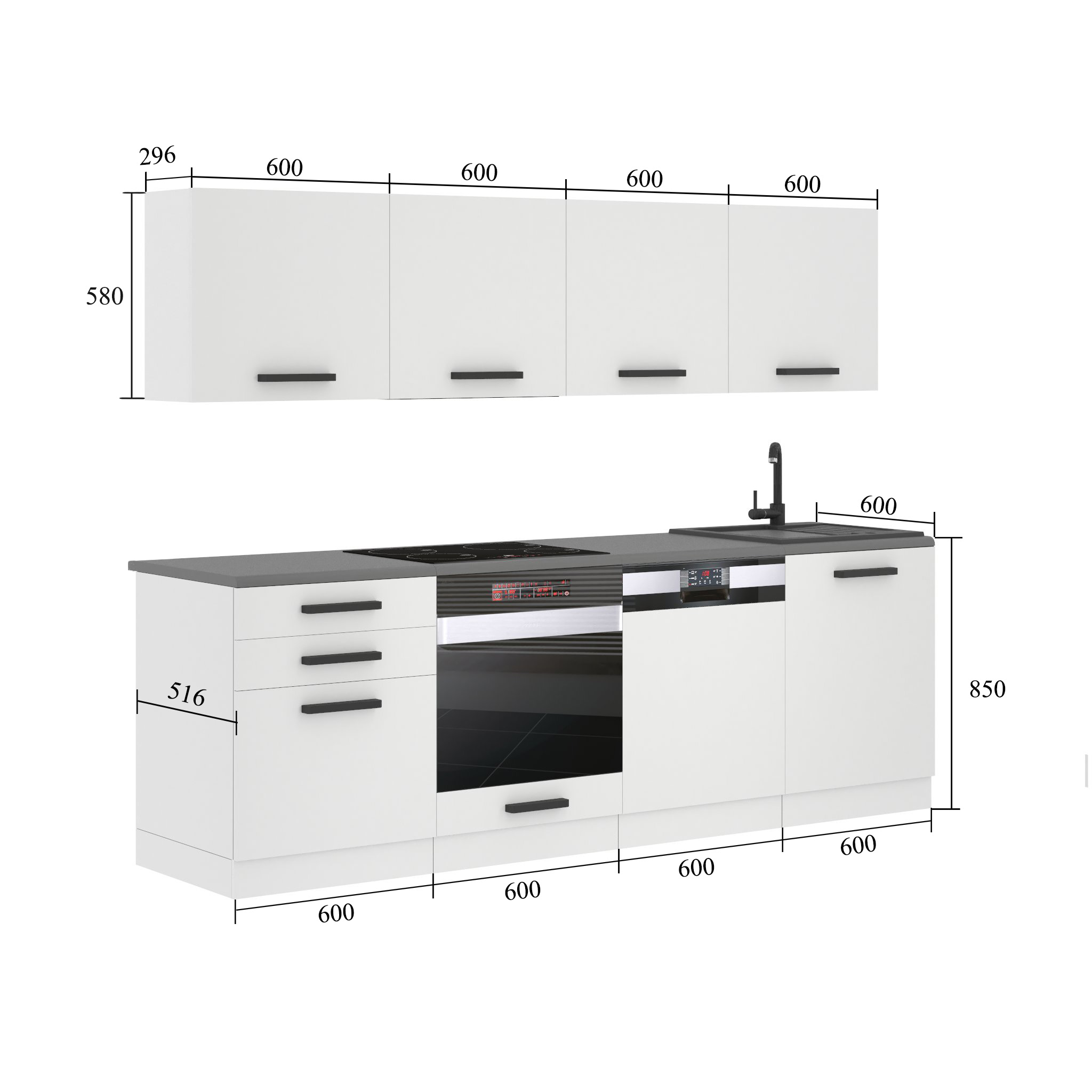 Meubles de cuisine Premium Version Complète 240 cm en chêne chêne wotan chêne sonoma sans plan de travail Fabricant TOR ALICE/0/WT/DS/0/B1