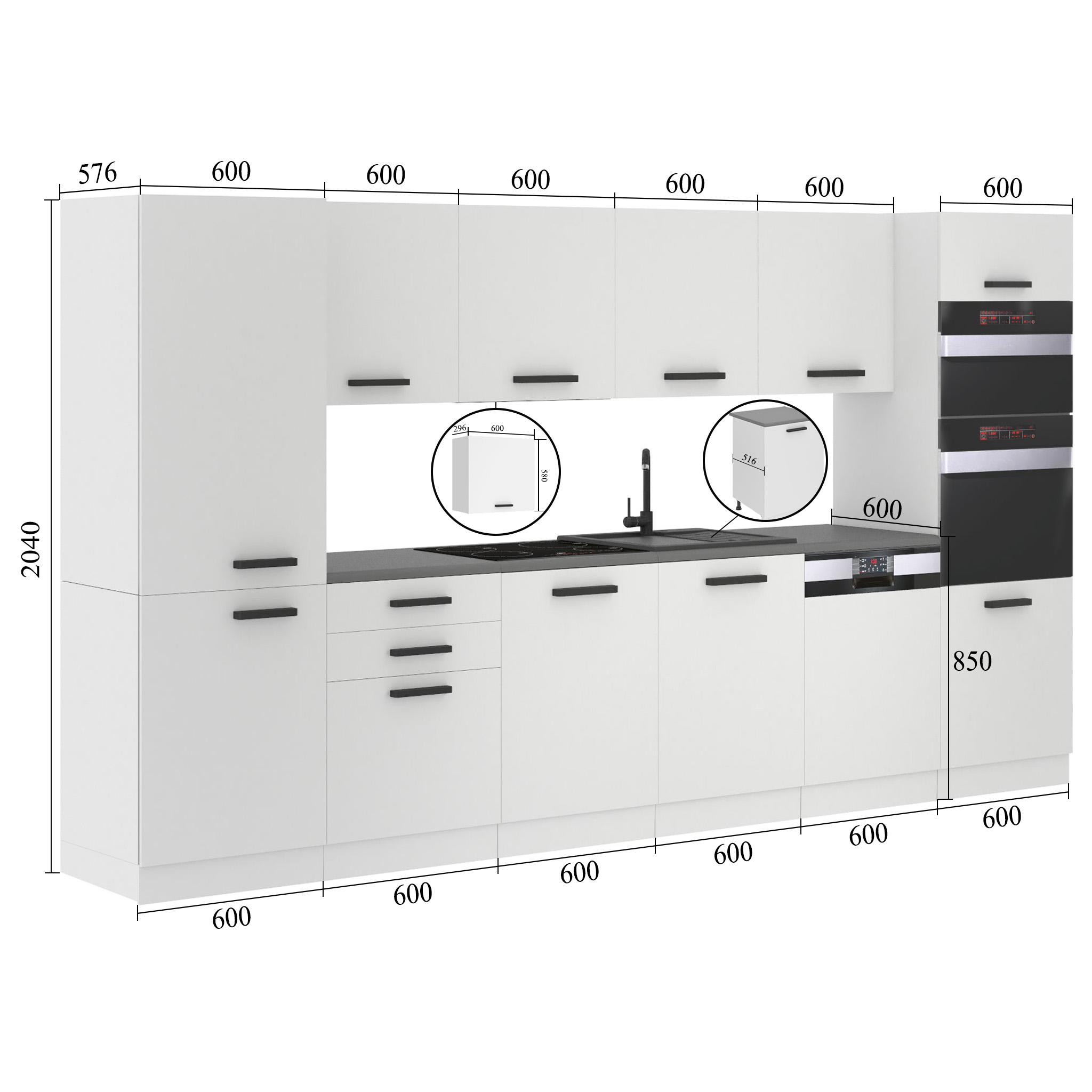 Meubles de cuisine Premium Version Complète 360 cm en chêne chêne wotan chêne sonoma avec plan de travail Fabricant TOR NAOMI/0/WT/DS/B/B1
