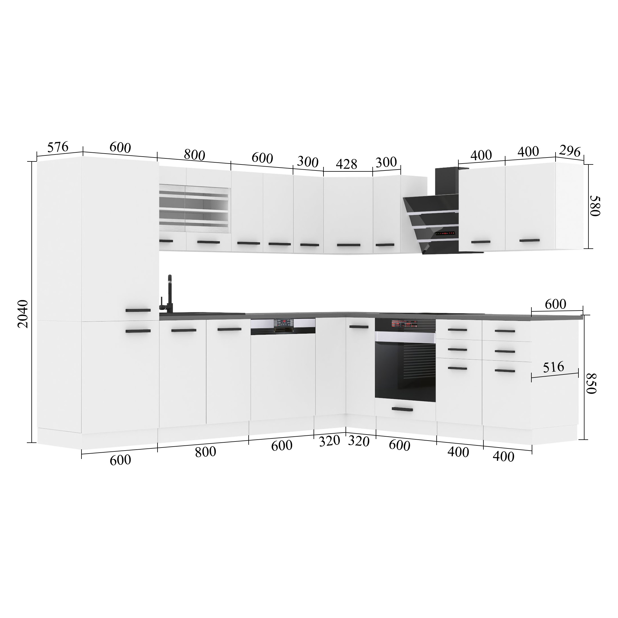 Meubles de cuisine Premium Version Complète 520 cm en chêne chêne wotan chêne sonoma sans plan de travail Fabricant TOR JULIE/0/WT/DW/0/B1
