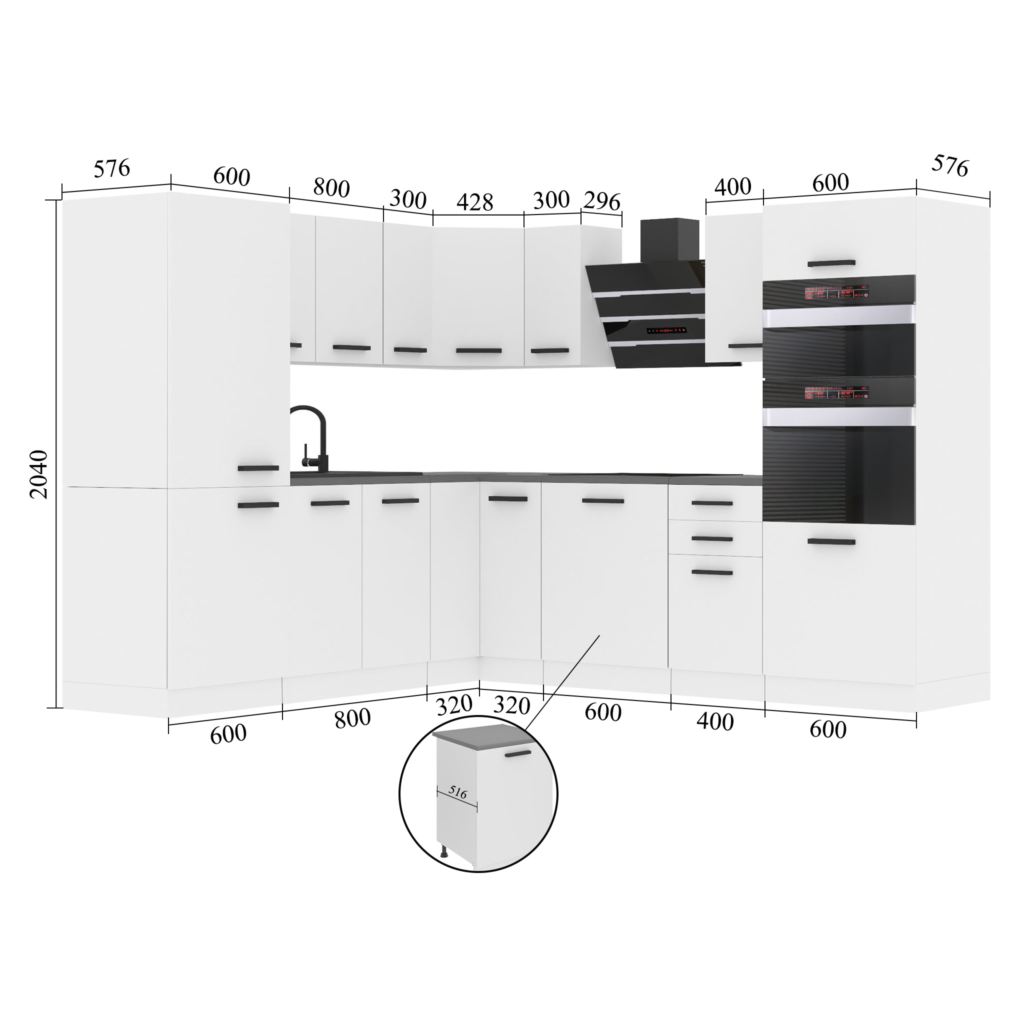 Meubles de cuisine Premium Version Complète 480 gris graphite anthracite sans plan de travail Fabricant TOR STACY/0/WT/GW/0/B1
