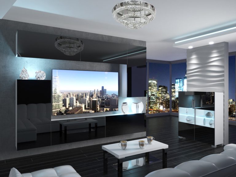 Meuble mural 250 cm Belini noir brillant Imperium 8 Fabricant IMP 8/5/W/B/0/0