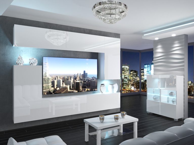 Meuble TV/RTV 250 cm blanc brillant Fabricant IMP 8/5/W/W/0/0