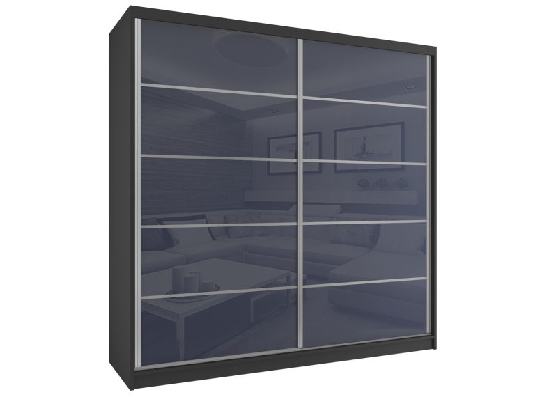 Armoire coulissante 200 cm gris acier brillant Fabricant BH SZP1/2/B/WI/5S/HI