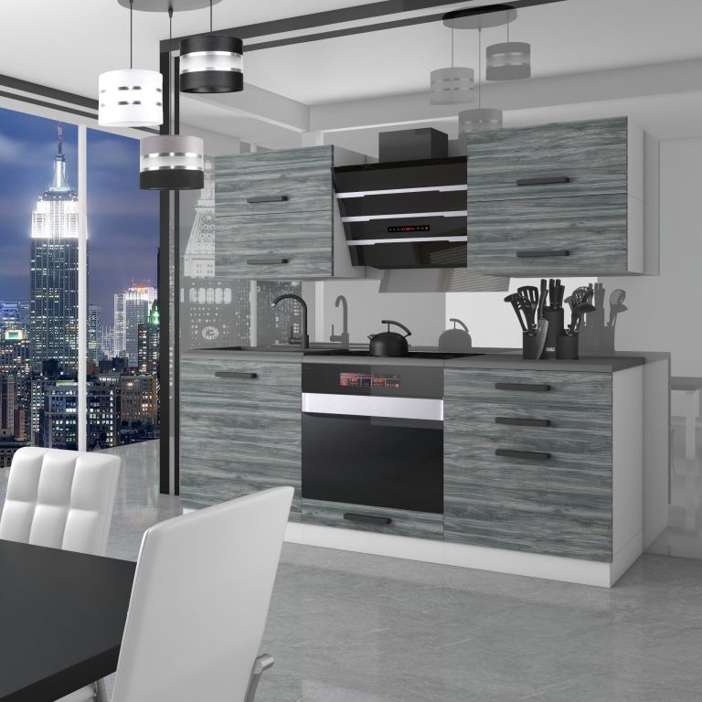 Meubles de cuisine Premium Version Complète 180 cm gris graphite anthracite sans plan de travail Fabricant TOR EMILY/0/WT/GW/0/B1