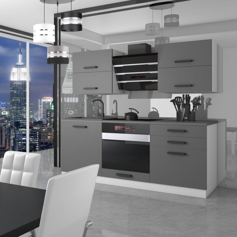 Meubles de cuisine Premium Version Complete 180 cm gris graphite anthracite sans plan de travail Fabricant TOR EMILY/0/WT/SR/0/B1