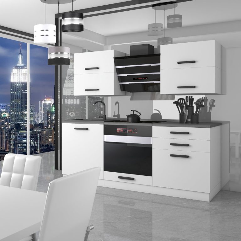 Meubles de cuisine Premium Version Complète 180 cm blanc mat avec plan de travail Fabricant TOR EMILY/0/WT/WT/B/B1