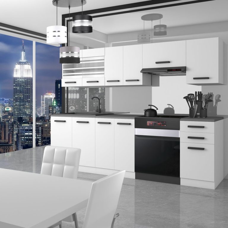 Meubles de cuisine Premium Version Complète 240 cm blanc mat sans plan de travail Fabricant TOR LILY/0/WT/WT/0/B1