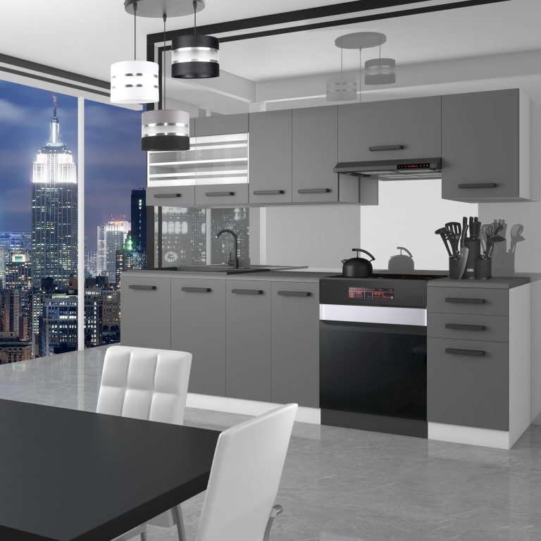 Meubles de cuisine Premium Version Complète 240 gris graphite anthracite sans plan de travail Fabricant TOR LILY/0/WT/SR/0/B1