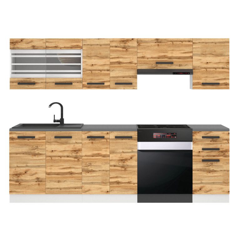 Meubles de cuisine Premium Version Complète 240 cm en chêne chêne wotan chêne sonoma avec plan de travail Fabricant TOR LILY/0/WT/DW/B/B1
