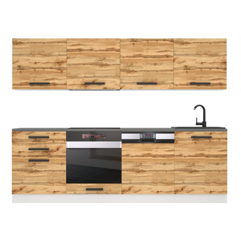 Meubles de cuisine Premium Version Complète 240 cm en chêne chêne wotan chêne sonoma sans plan de travail Fabricant TOR ALICE/0/WT/DW/0/B1