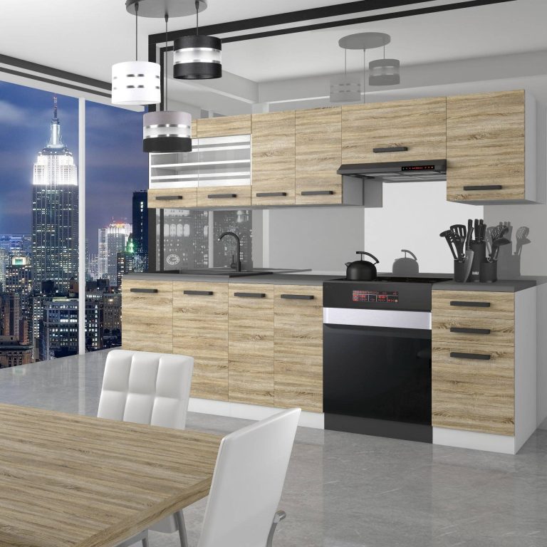 Meubles de cuisine Premium Version Complète 240 cm en chêne chêne wotan chêne sonoma sans plan de travail Fabricant TOR LILY/0/WT/DS/0/B1