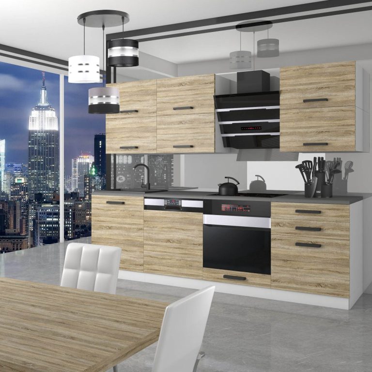 Meubles de cuisine Premium Version Complète 240 cm en chêne chêne wotan chêne sonoma sans plan de travail Fabricant TOR MADISON/0/WT/DS/0/B1