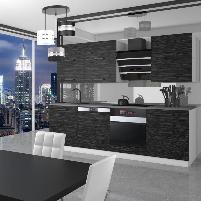 Meubles de cuisine Premium Version Complete 180 cm noir ébène sombre sans plan de travail Fabricant TOR MADISON/0/WT/HK/0/B1