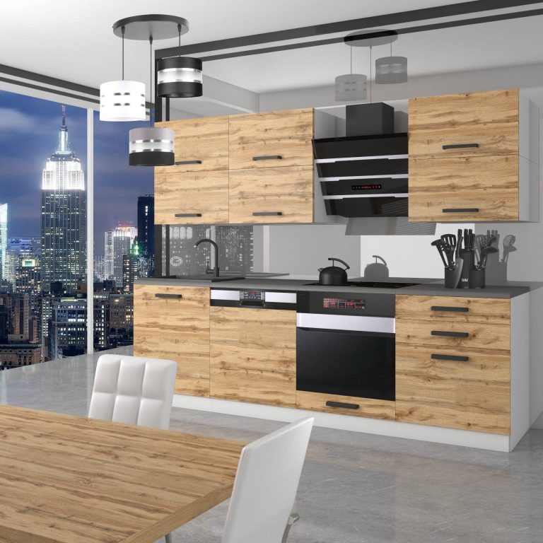 Meubles de cuisine Premium Version Complète 240 cm en chêne chêne wotan chêne sonoma avec plan de travail Fabricant TOR MADISON/0/WT/DW/B/B1