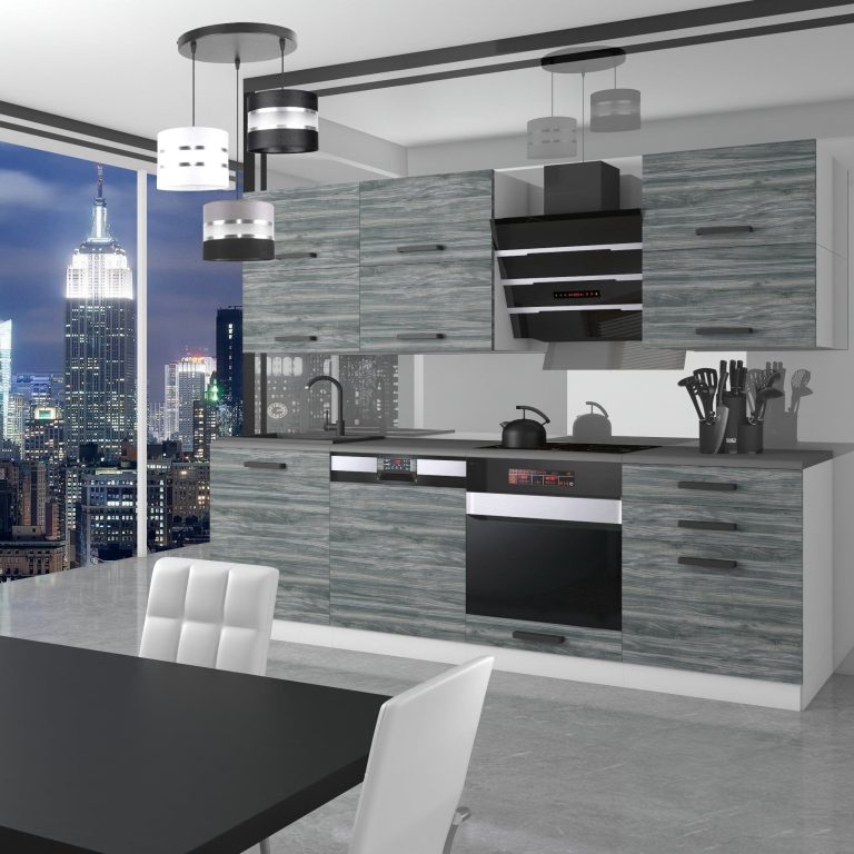 Meubles de cuisine Premium Version Complète 240 cm gris graphite anthracite avec plan de travail Fabricant TOR MADISON/0/WT/GW/B/B1
