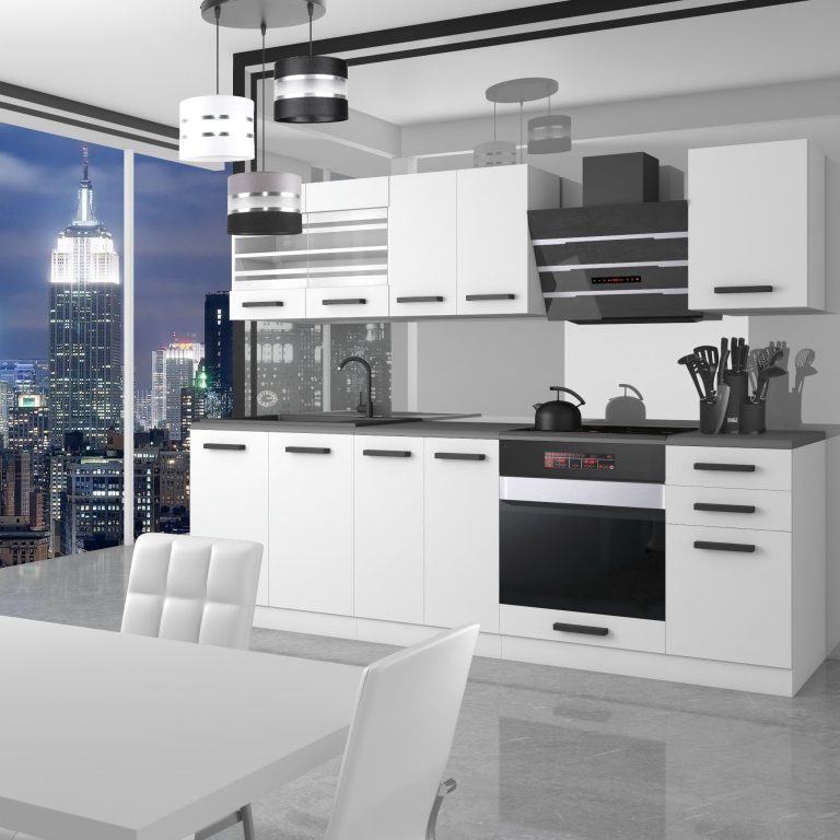 Meubles de cuisine Premium Version Complète 240 cm blanc mat sans plan de travail Fabricant TOR MARGARET/0/WT/WT/0/B1