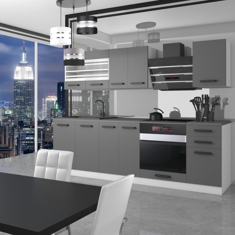 Meubles de cuisine Premium Version Complète 240 gris graphite anthracite sans plan de travail Fabricant TOR MARGARET/0/WT/SR/0/B1