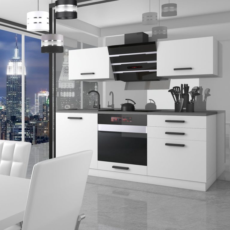 Meubles de cuisine Premium Version Complète 180 cm blanc mat sans plan de travail Fabricant TOR SOPHIA/0/WT/WT/0/B1