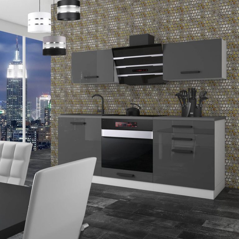 Meubles de cuisine Premium Version Complète 180 cm gris brillant sans plan de travail Fabricant INF SOPHIA/0/WT/S/0/B1