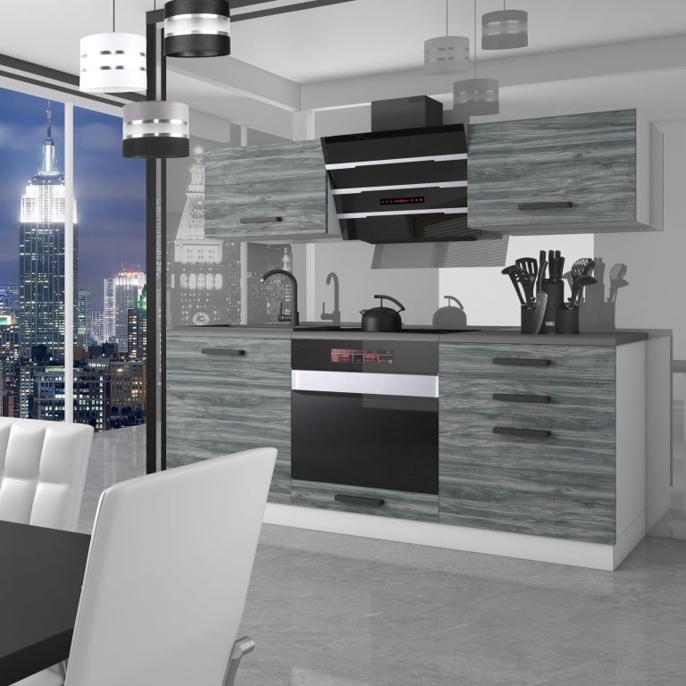 Meubles de cuisine Premium Version Complète 180 cm gris graphite anthracite avec plan de travail Fabricant TOR SOPHIA/0/WT/SR/B/B1