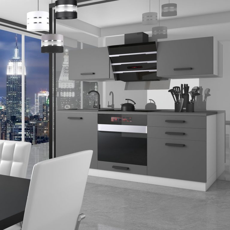 Meubles de cuisine Premium Version Complète 180 cm gris graphite anthracite avec plan de travail Fabricant