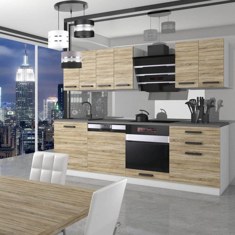 Meubles de cuisine Premium Version Complète 240 cm en chêne chêne wotan chêne sonoma sans plan de travail Fabricant TOR SUSAN/0/WT/DS/0/B1