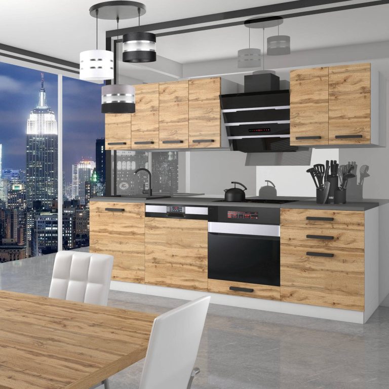 Meubles de cuisine Premium Version Complète 240 cm en chêne chêne wotan chêne sonoma sans plan de travail Fabricant TOR SUSAN/0/WT/DW/0/B1