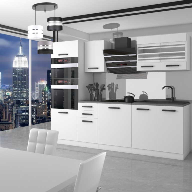 Meubles de cuisine Premium Version Complète 240 cm blanc mat sans plan de travail Fabricant TOR TRACY/0/WT/WT/0/B1