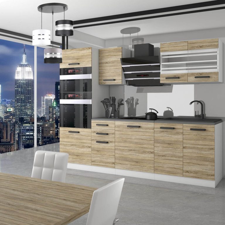 Meubles de cuisine Premium Version Complète 240 cm en chêne chêne wotan chêne sonoma sans plan de travail Fabricant TOR TRACY/0/WT/DS/0/B1