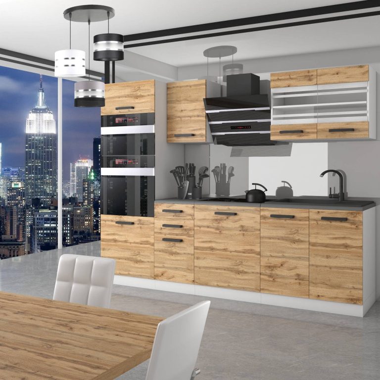 Meubles de cuisine Premium Version Complète 240 cm en chêne chêne wotan chêne sonoma sans plan de travail Fabricant TOR TRACY/0/WT/DW/0/B1