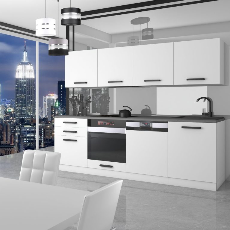 Meubles de cuisine Premium Version Complète 240 cm blanc mat sans plan de travail Fabricant TOR ALICE/0/WT/WT/0/B1