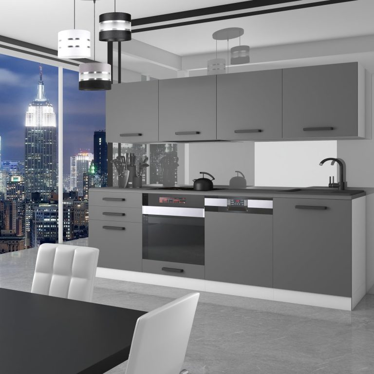 Meubles de cuisine Premium Version Complète 240 gris graphite anthracite sans plan de travail Fabricant TOR ALICE/0/WT/SR/0/ B1