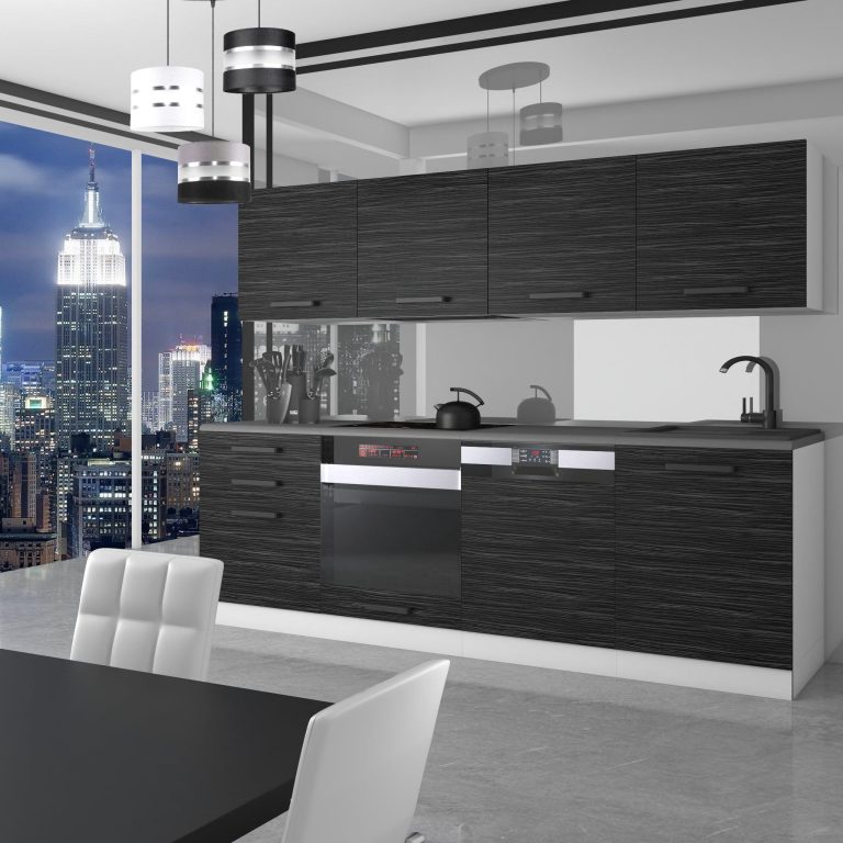 Meubles de cuisine Premium Version Complète 240 cm noir ébène sombre avec plan de travail Fabricant TOR ALICE/0/WT/HK/B/ B1

