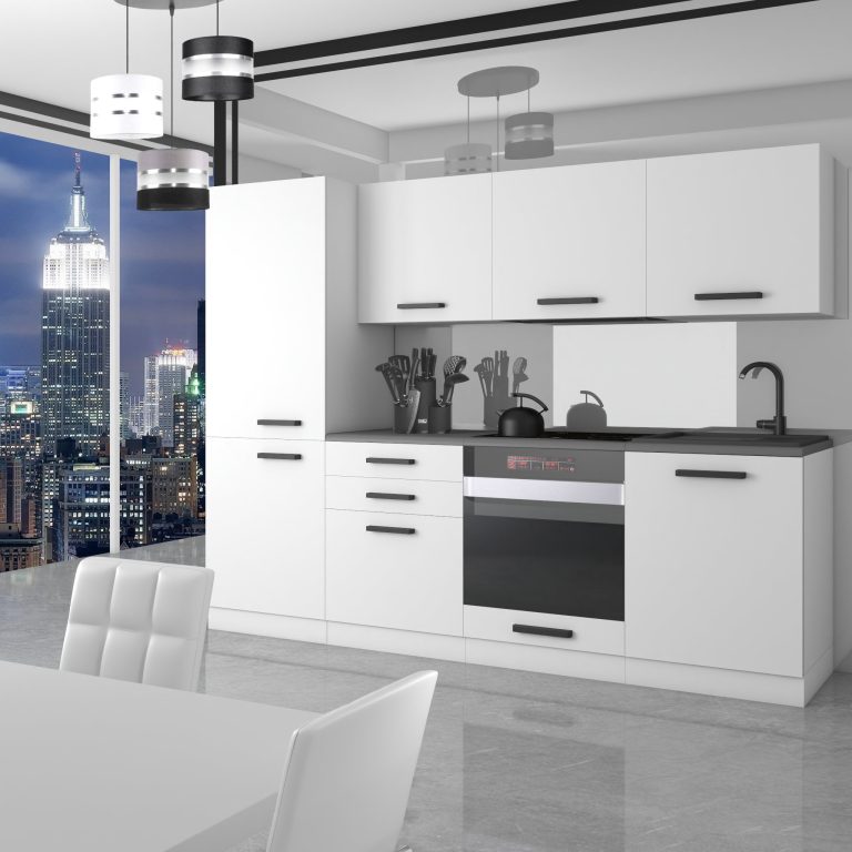 Meubles de cuisine Premium Version Complète 240 cm blanc mat sans plan de travail Fabricant TOR SANDY/0/WT/WT/0/B1