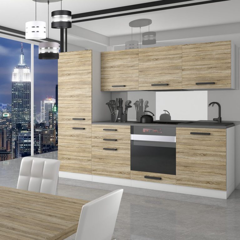 Meubles de cuisine Premium Version Complète 240 cm en chêne chêne wotan chêne sonoma sans plan de travail Fabricant TOR SANDY/0/WT/DS/0/B1