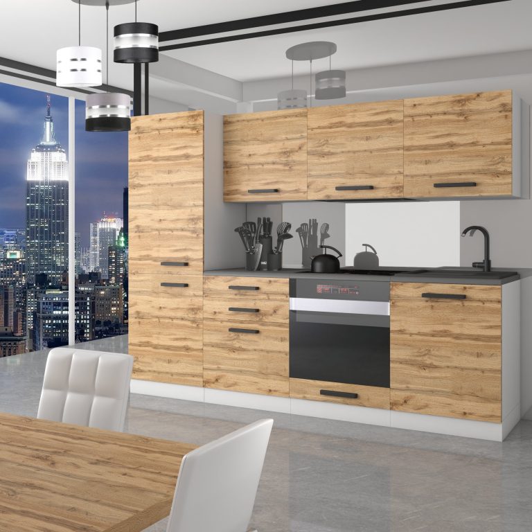 Meubles de cuisine Premium Version Complète 240 cm en chêne chêne wotan chêne sonoma sans plan de travail Fabricant TOR SANDY/0/WT/DW/0/B1