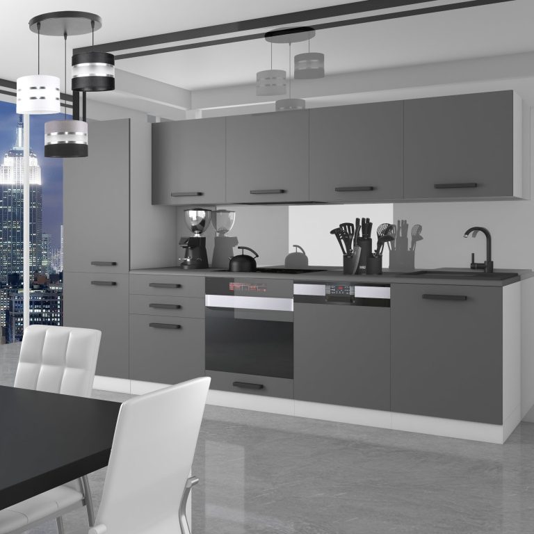 Meubles de cuisine Premium Version Complète 300 cm gris graphite anthracite sans plan de travail Fabricant TOR ROSE/0/WT/SR/0/B1